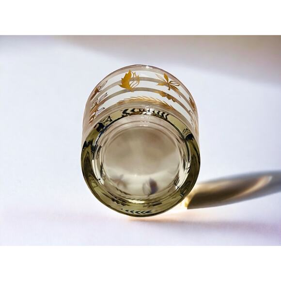 Vintage Glass Ice Bucket-Midcentury Leaf-Barware-Fall Decor-Retro Cocktail-Gold - Picture 4 of 7